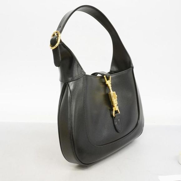 Gucci Hardware Jackie Leather Black Gold Shoulder Bag - Picture 1 of 5